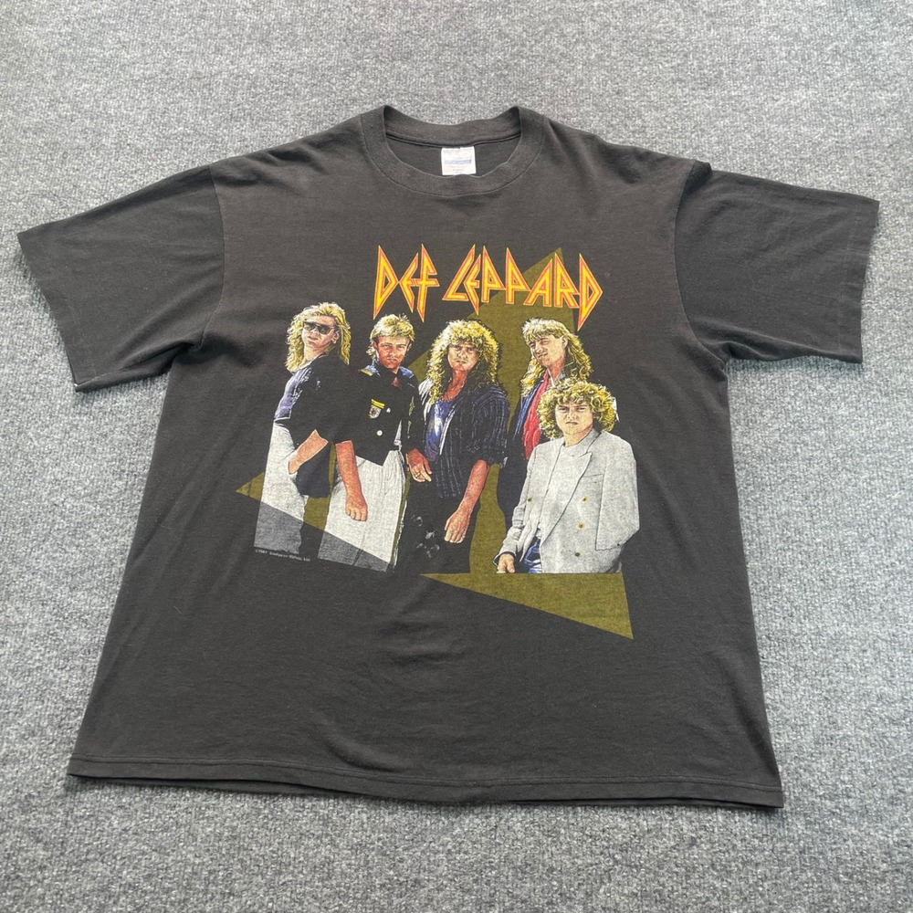 Spring Ford Def Leppard T-Shirt Mens XL Black Hysteria Tour 87 Graphic Tee